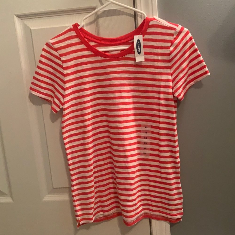 Red and White Striped Old Navy Tee